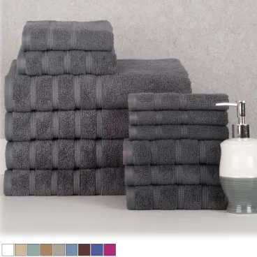 Bibb Home Juego de Toallas de Algodón Egipcio Zero Twist de 12 Piezas