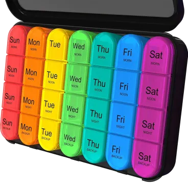 1 or 2-Pack: Thera Rx 7-Day Pill Box with 4-Times-a-Day Compartments