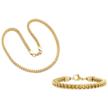 Steeltime 18K Gold Plated Necklace & Bracelet Set