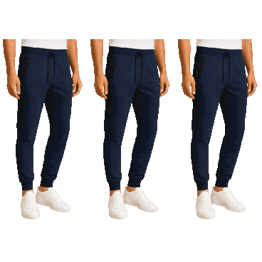 3-Pack: Nextex Apparel Men's Modern Fleece Jogger Pants with Tech Zipper Pockets