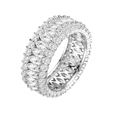 Genevive Flawless Anillo de Eternidad Redondo Bañado en Rodio