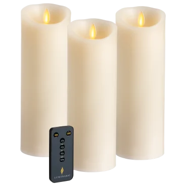 3-Pack: Luminara Flameless 8.5" Pillar Candles with Remote