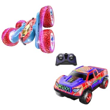 2-Pack: Hakol Remote Control Spider Pick-Up Truck & VRG 4WD Stunt Car