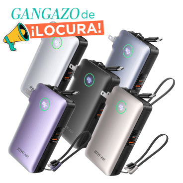 JOYFAR Batería Portátil GaN 10,000 mAh 35W con Enchufe y Cable USB-C Retráctil