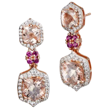 The Morganite and White Zircon Statement Earrings