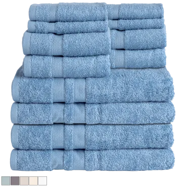 Bibb Home 12-Piece Combed Cotton Towel Set