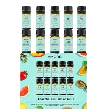 Amore Paris 10-Piece Fruity Fragrance Premium Aromatherapy Essential Oils Set