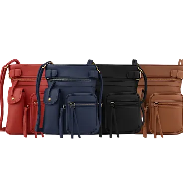 Krediz Super Soft Genuine Leather Crossbody Bag with Top Belt Accent