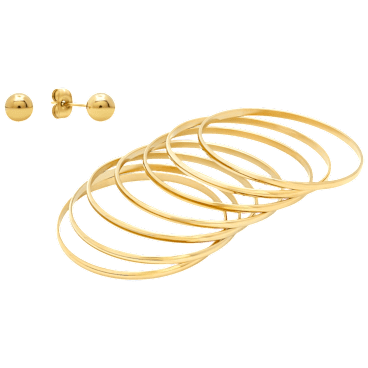 Steeltime Ladies Bangle Set & Stud Earrings