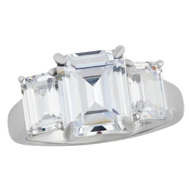 Savvy Cie Emerald Cut Cubic Zirconia 3-Stone Ring