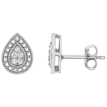 Unique Design 1/10 Carat TW Lab Grown Diamond Pear Earrings