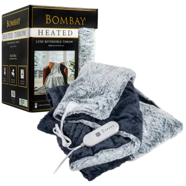 Bombay Faux Fur Reversible Heated Throw