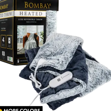 Bombay Faux Fur Reversible Heated Throw