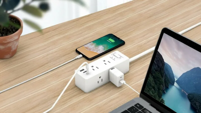 2-Pack: Clear Power 6-Outlet Surge Protector Power Strip with 3 USB Ports