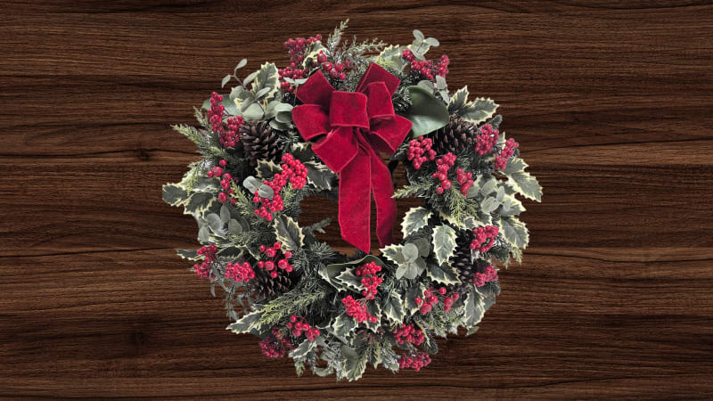 The 26" Cordless Winter Holly & Berries Wreath