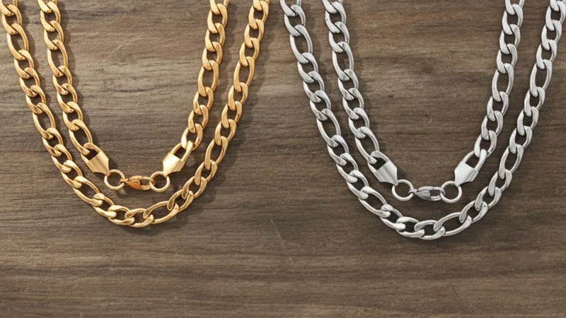 Paquete de 2: Steeltime Cadenas para Hombre Estilo Figaro