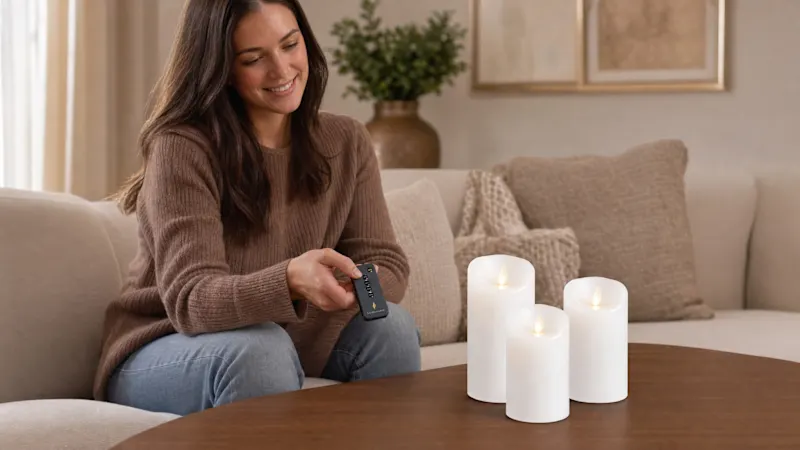 3-Pack: Luminara Flameless 4.5" Pillar Candles with Remote