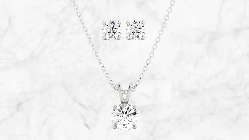 Voss+Agin 3 Carat TW Moissanite Stud Earrings & Necklace Set