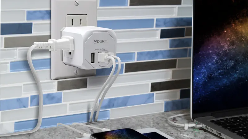 2-Pack: Aduro PowerUp Squared 3 Outlet & 3 USB Charging Stations
