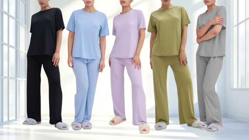 Talmont Pijama para Mujer de 2 Piezas con Blusa de Manga Corta y Tela Sedosa