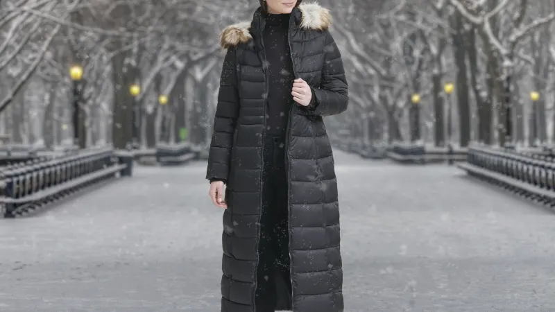 The Faux Fur Trim Hooded Down Puffer Maxi Coat