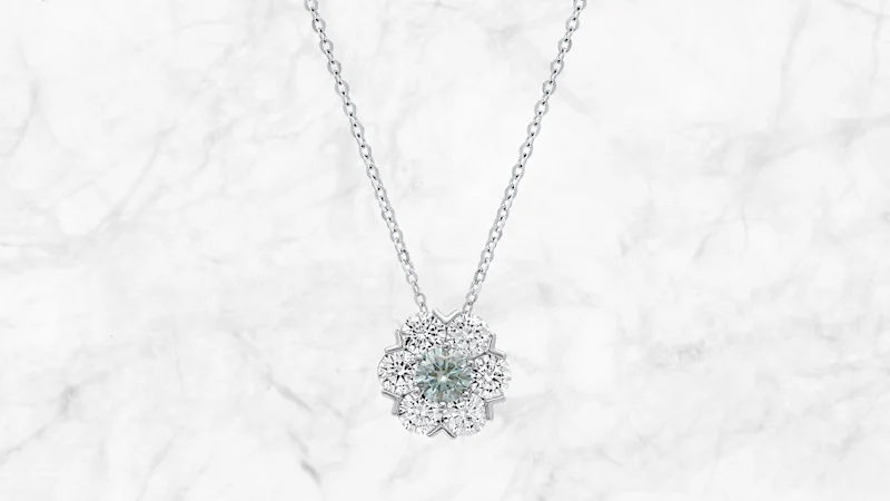 Saffron 2.0 Carat TW Floral Cluster Moissanite Pendant Sterling Silver Necklace