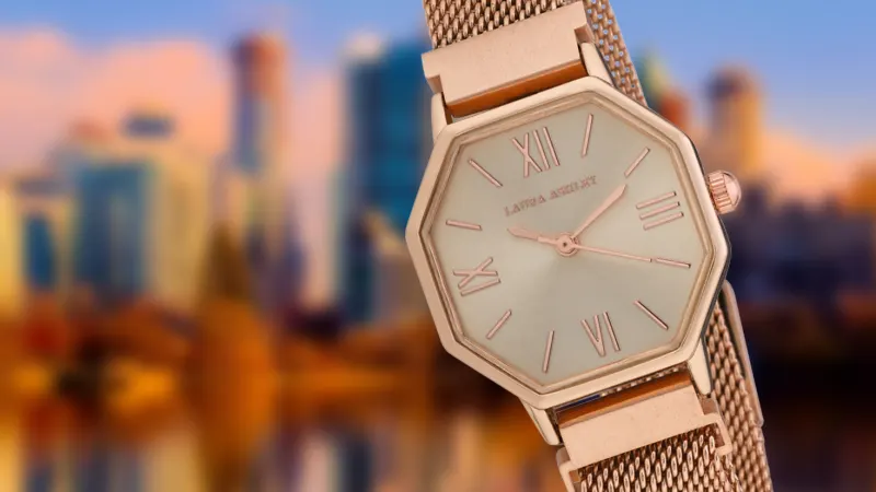 Laura Ashley Women's Hexagon Mesh Watch