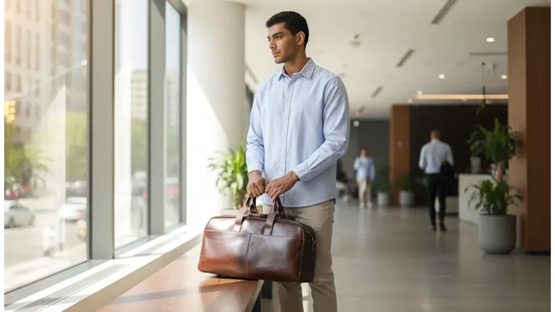 Boconi Garth Commuter Leather Duffle Bag