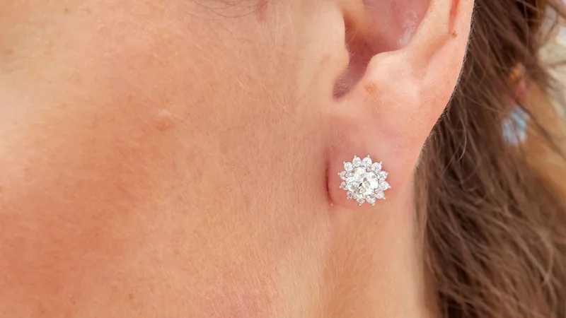 The Brilliant Halo Moissanite Stud Earrings