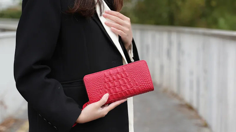 MKF Collection Eve Genuine Leather Crocodile-Embossed Wristlet by Mia K