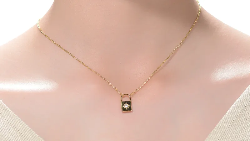 The Padlock Lab-Created Moissanite Necklace