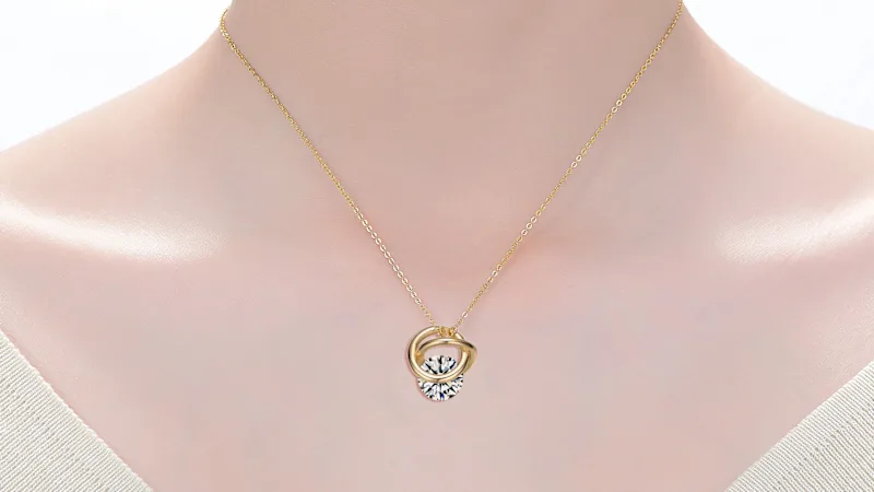 Stella Valentino 1.20 CT Moissanite Double Eternity Love Knot Necklace
