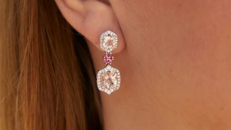 The Morganite and White Zircon Statement Earrings