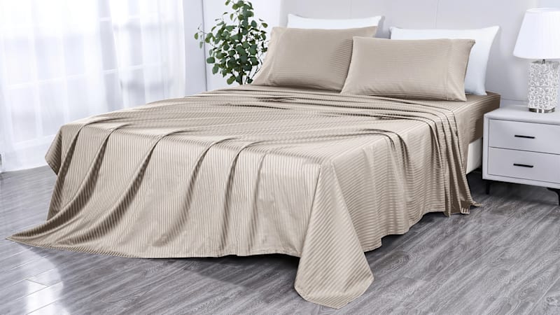 Kathy Ireland 500 Thread Count Damask Stripe Optifit Sheet Set