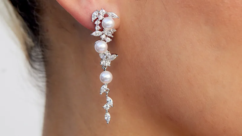 Savvy Cie Faux Pearl & Cubic Zirconia Cascade Earrings