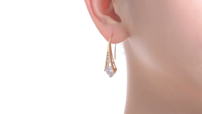 Genevive Aretes Colgantes Pera Diamante Simulado Oro 14k