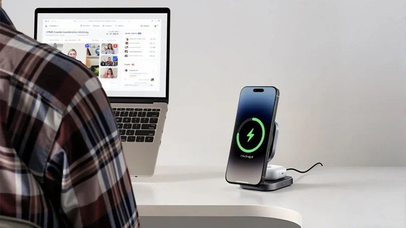 Aukey MagFusion Qi2 2-in-1 Foldable Charger