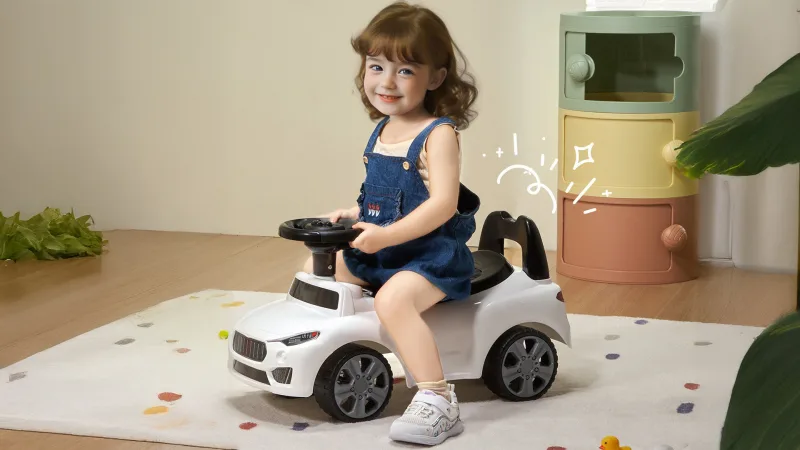 VEVOR Toddler Ride On Push Car with Music Steering Wheel & Under Seat Storage
