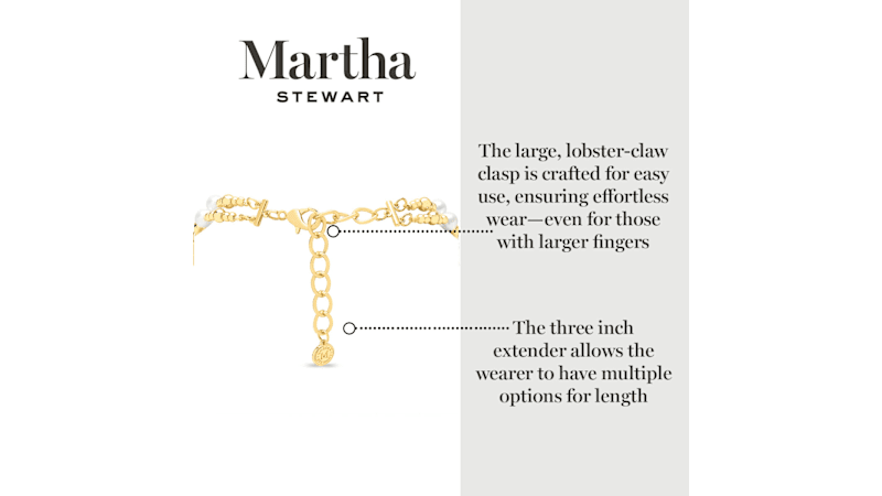 Martha Stewart Two Strand Pearl and Gold Ball Necklace 20"