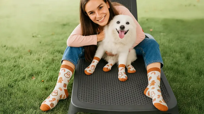 Paquete de 2: Titans Calcetas Navideñas Para Mascota y Dueño