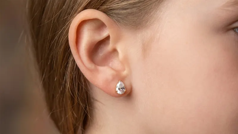 Ice by Jardin 3.0 Carat TW Pear Cubic Zirconia 3-Prong Stud Earrings