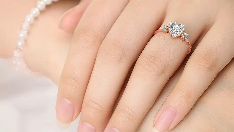 Genevive Cubic Zirconia Three-Stone Heart "I Love You" Ring