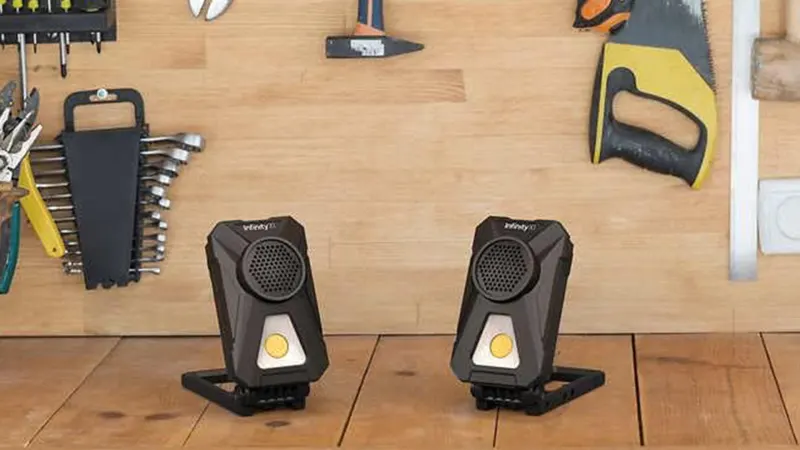 2-Pack: Infinity X1 Rechargeable BlueTooth LED Worklight Speakers