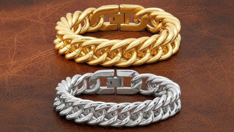Steeltime 2 Pulseras Cadena Gruesa
