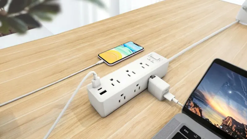 2-Pack: Clear Power 9-Outlet Surge Protector Power Strip with 3 USB Ports