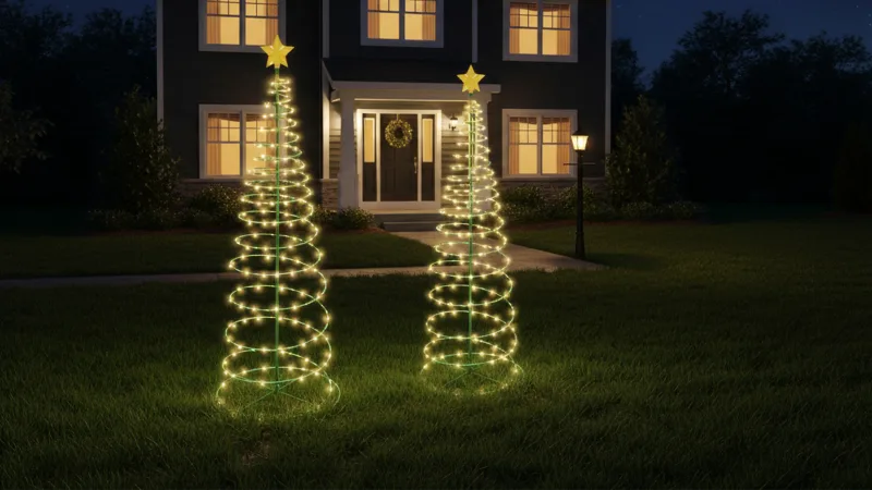 The White Light Metal Spiral Tree Stake Set