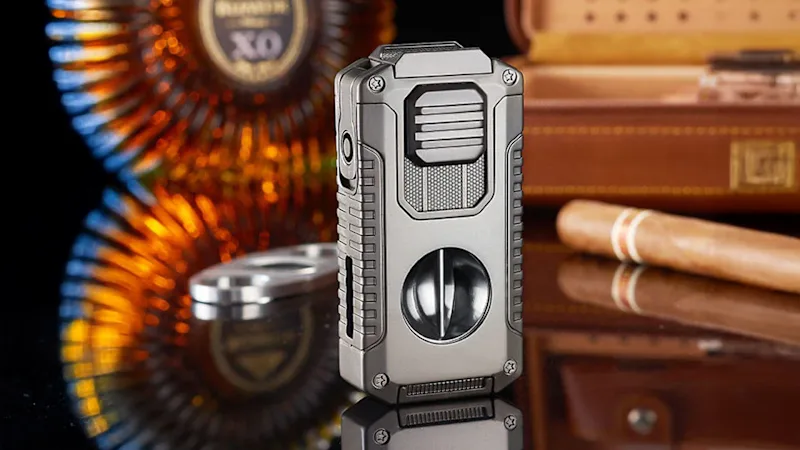 Infinite Basics 5-In-1 Windproof Lighter with Cigar Cutter & Punch Multi-Tool
