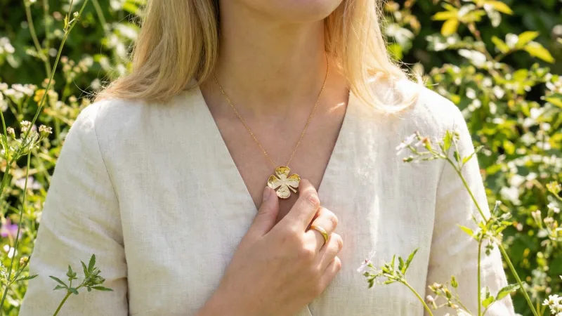 The Gilded Genuine Four Leaf Clover Pendant