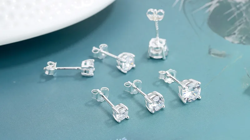 Rose And Lilly Juego de 3 Aretes de Cristal en Plata Esterlina