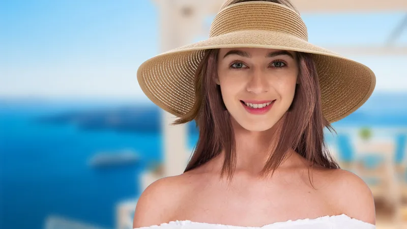 Ciana Sombrero de Verano de Ala Ancha Plegable